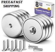 8 Pack Magnet Cup, 100 LBS Rare Earth Magnets with Countersunk Hole Industrial S