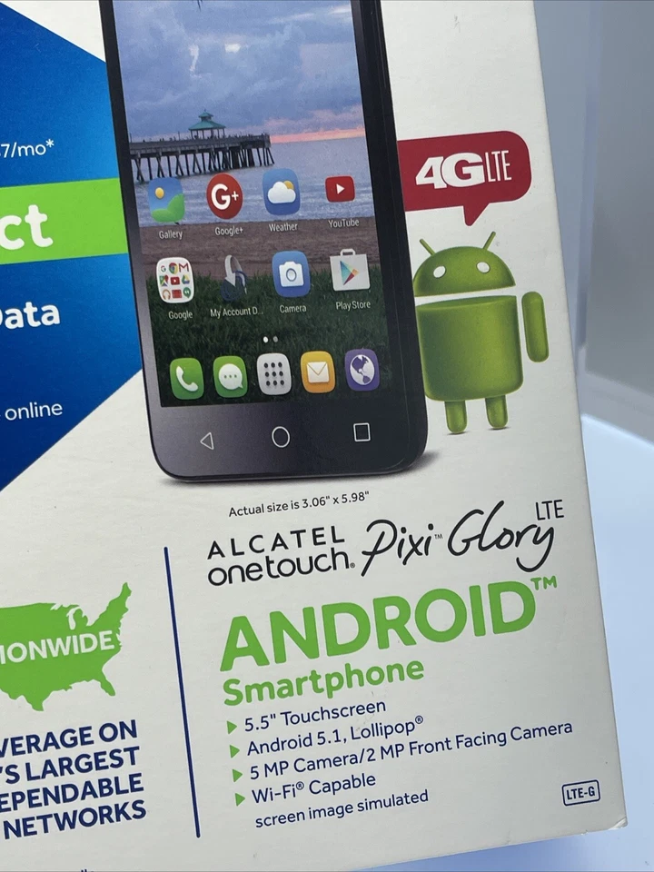 Telefone pré-pago Alcatel ONETOUCH Pixi Glory 4G LTE TracFone NOVO na CAIXA - Imagem 4 de 4
