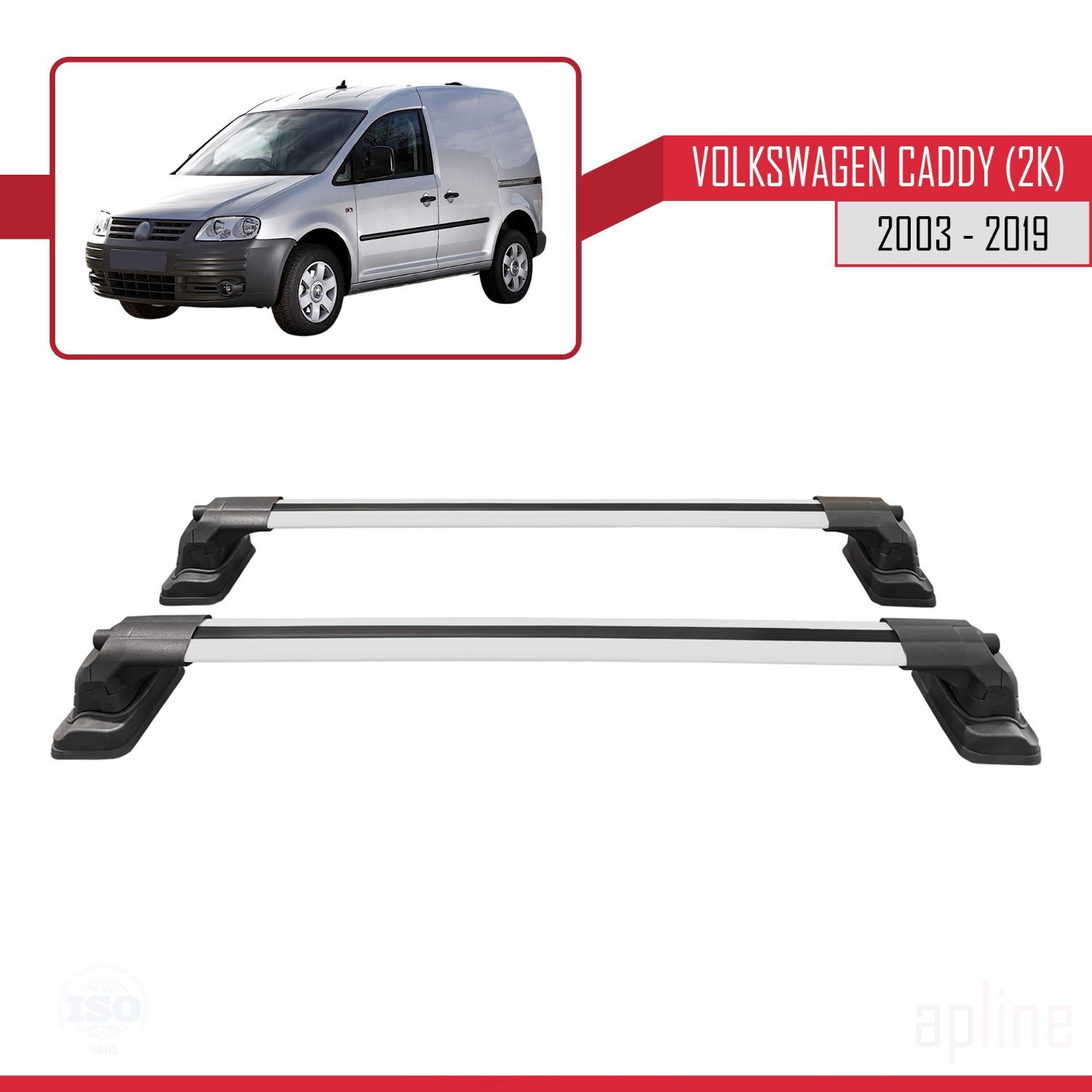 Barres de toit silencieuses VW Caddy 2K fixation rapide antivol clés