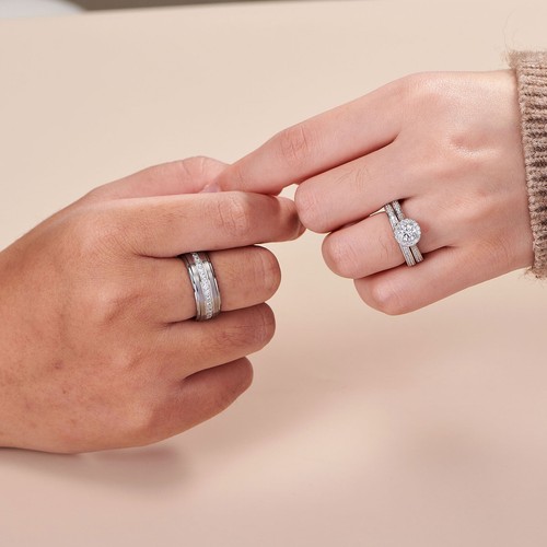 Newshe Wedding Engagement Ring Set Women Sterling Silver 2ct Round AAAAA Cz  - Imagen 5 de 8