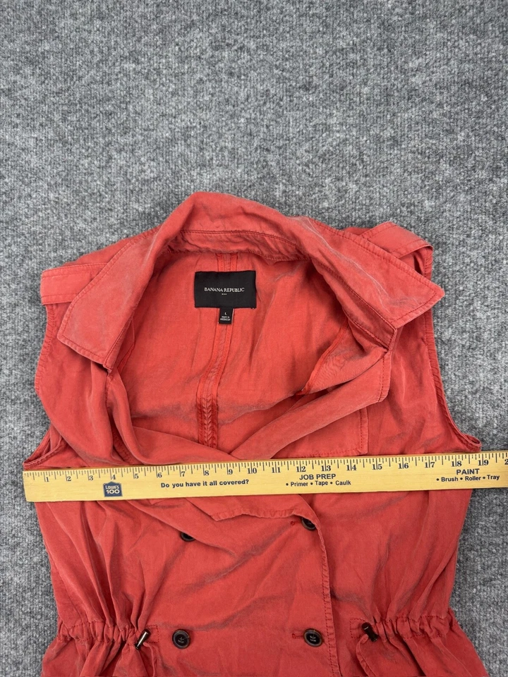 Colete Feminino Banana Republic Botão Grande Salmão Drapeado Safari Peito Duplo - Imagem 3 de 4