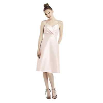 blush pink mid length dress Elise | Light PINK Plunge-Neck Midi Dress With Drop-Waist