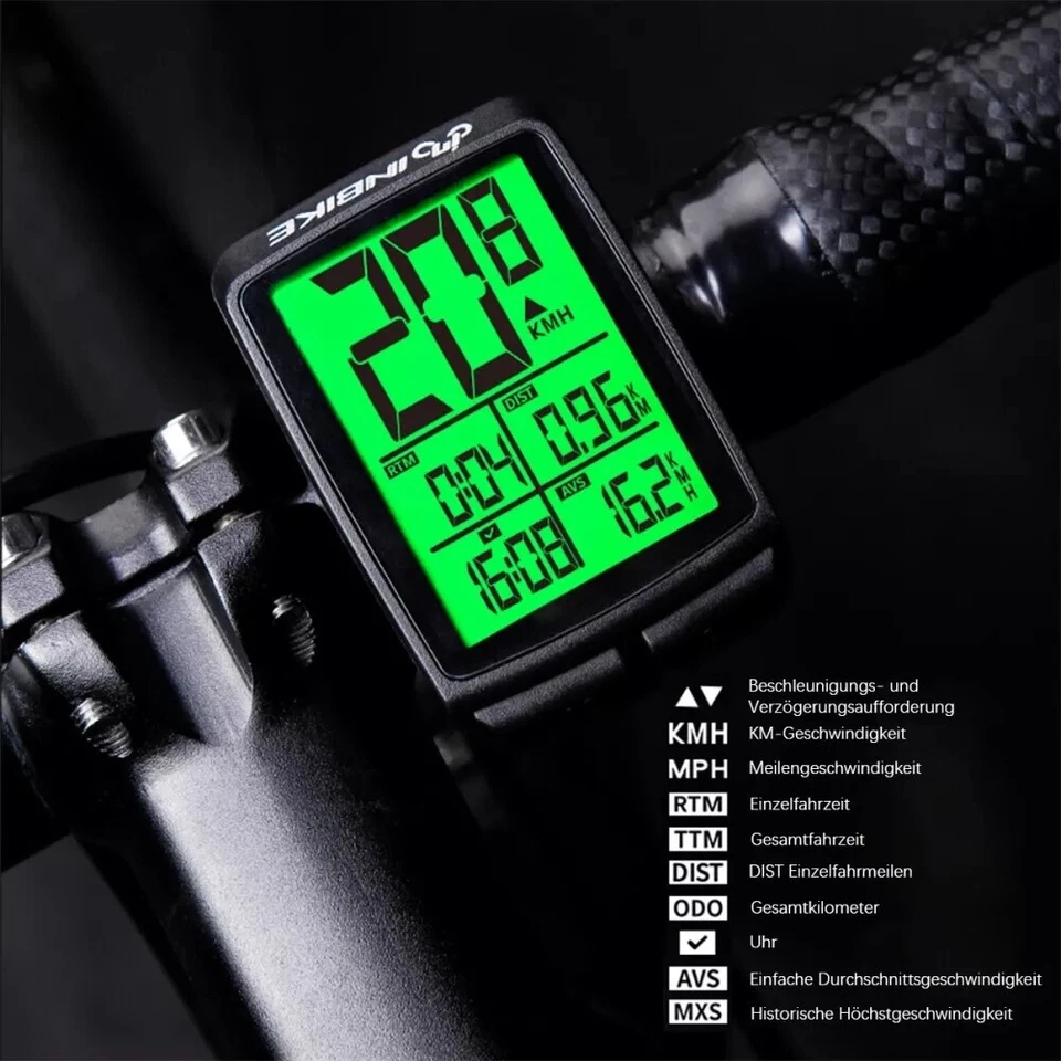 Kabellos Funk Fahrradcomputer LCD Fahrrad Tachometer Radfahren Kilometerzähler. - Bild 4 von 4