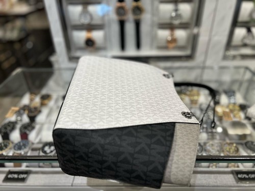Michael Kors Lady Large Shoulder Tote Bag Handbag Purse + Card Case Wallet White - Picture 8 of 20
