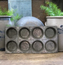 LG Antique Tin Shallow Muffin Pan Advertising Pillsbury Health Bran