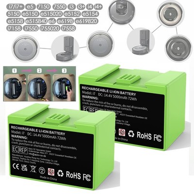 5000mAh Akku für iRobot Roomba e5 e6 i3 i4 i7 i7+ ABL-D1 7150 7550 e5158 57,6Wh