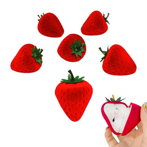 Strawberry Ring Box Strawberry Shaped Velvet Ring Jewelry Storage Box Gift - Bild 2 von 6