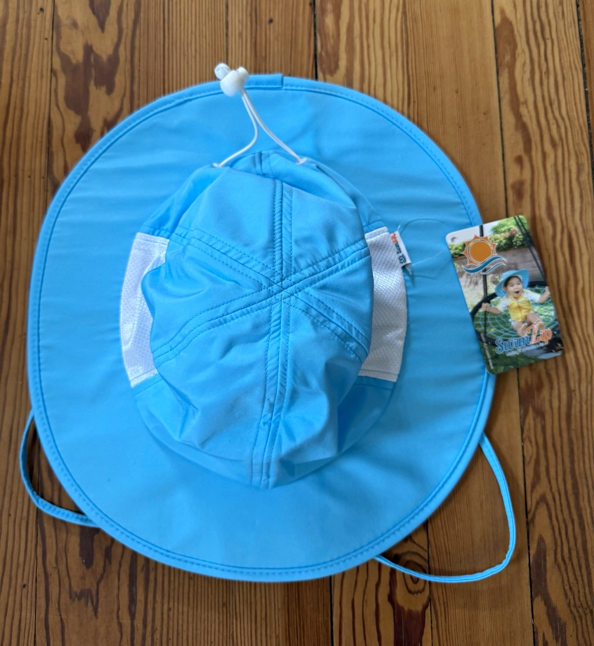 NWT SwimZip UPF 50+ Aqua Wide Brim Sun Hat Kids Size 8–14 Years