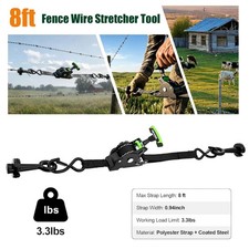 Upgraded Fence Barbed Wire Stretcher Tool,Retractable Ratchet Wire Tensioner 8ft