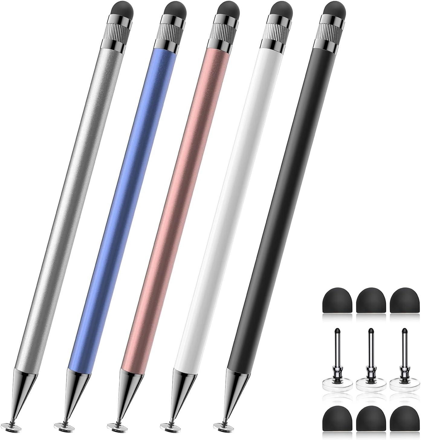 5-Pack 2-in-1 Stylus Pen for Touch Screens with High Precision & Sensitivity