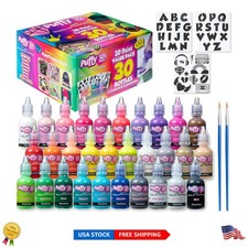 Nontoxic 3D Paint Bundle - 30 Colors, Brushes  Stencils for Creative Projects