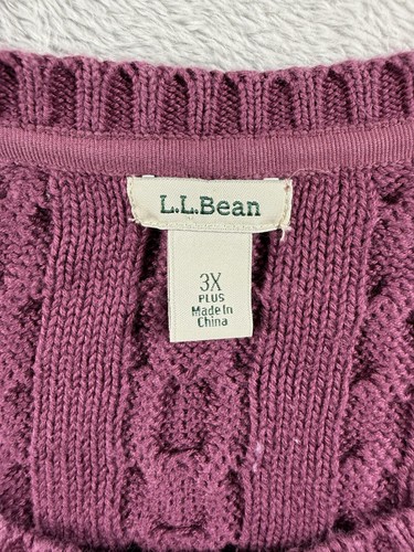 LL Bean Pullover Damen 3X Plus Lila Pflaume Zopfmuster Fischerpullover Preppy - Bild 10 von 13