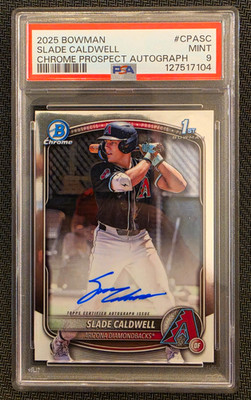 Topps 2025 1st Bowman Chrome Prospect Auto Slade Caldwell #CPA-SC PSA 9