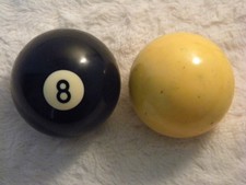 vintage 2 replacement billiard balls 8 and yellow cue ball