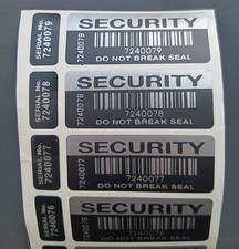 Tamper Evident  VOID Security Labels 50x20mm Serials Barcode x 100 Stickers