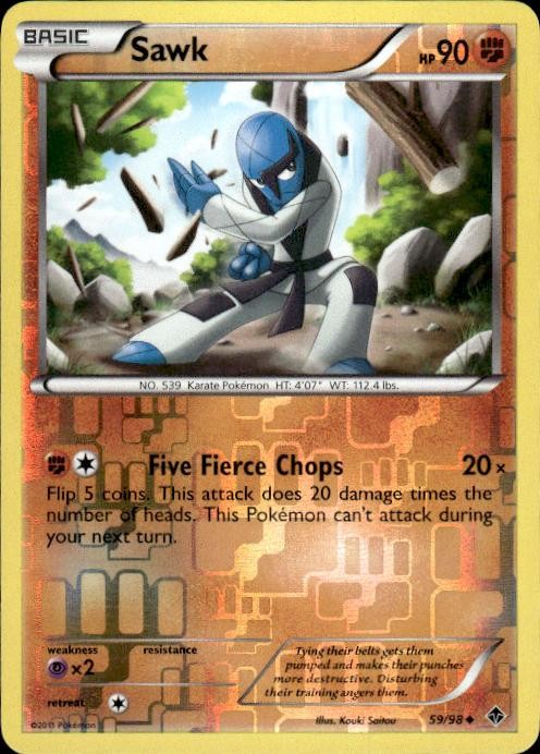 Pokemon Reverse Holo Sawk Emerging Powers 59/98 LP