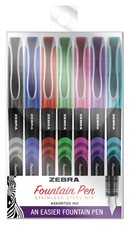 ZEBRA PEN Fountain Pen Fine Point 0.6mm Assorted Colors Non-Toxic Ink 7ct