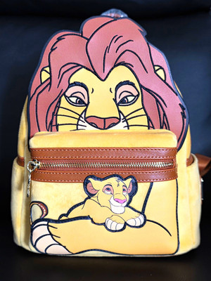 Disney The Lion King Simba & Mufasa Mini Backpack Tan/Brown Zipper Charm