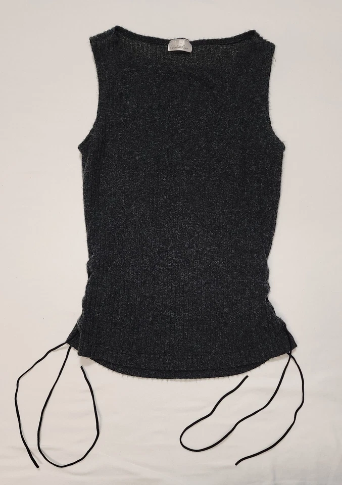 Blusa de malha Charlotte Russe vintage feminina cinza chacoal sem mangas - Imagem 2 de 4