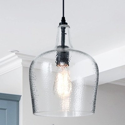 Glass Pendant Light Modern Black 1 Light Single Dome Pendant Lighting Fixture...