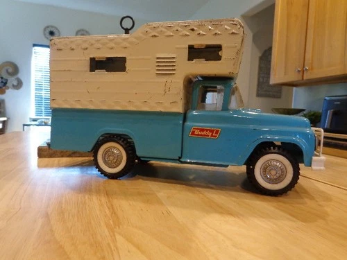 Vintage 1960s Buddy L Camper Truck Pressed Steel