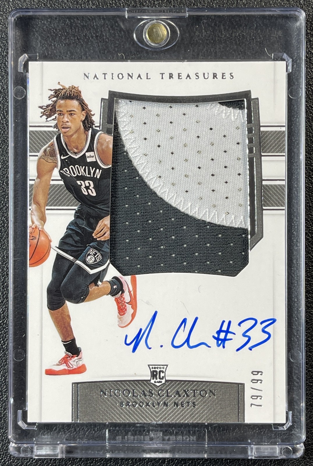 NICOLAS CLAXTON 2019-20 PANINI NATIONAL TREASURES #143 ROOKIE PATCH AUTO 79/99