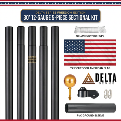 #ad 30#x27; DELTA SECTIONAL FLAG POLE quot;FREEDOM EDITIONquot; BLACK $254.00