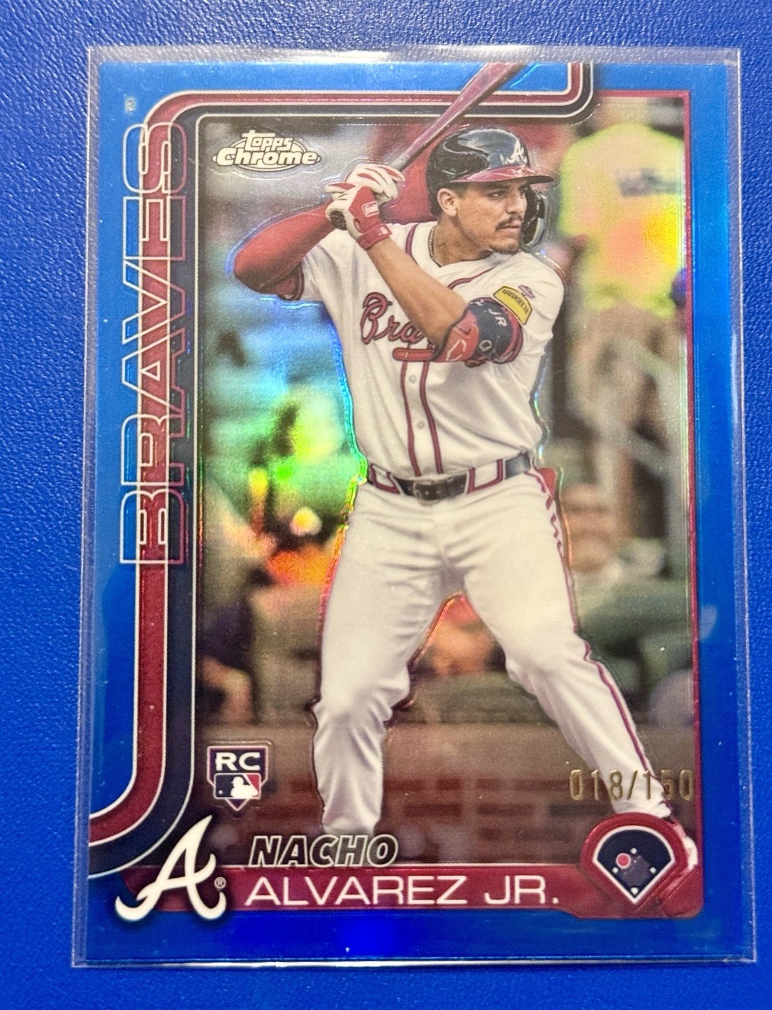 2025 Topps Chrome - Nacho Alvarez Jr. #75 Blue Refractor /150 (RC) Braves