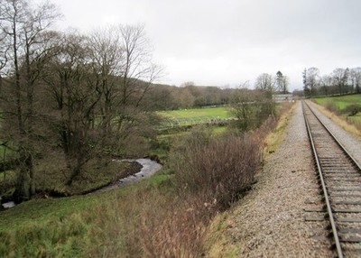 Foto 6x4 Blick von einem Skipton-Rylstone Ausflugszug - Felder bei Elle c2016