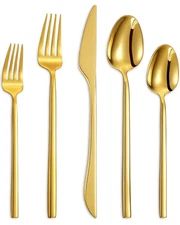 KEAWELL 20-Piece Stainless Steel Cutlery Set 18/10 Silverware Modern Flatware...