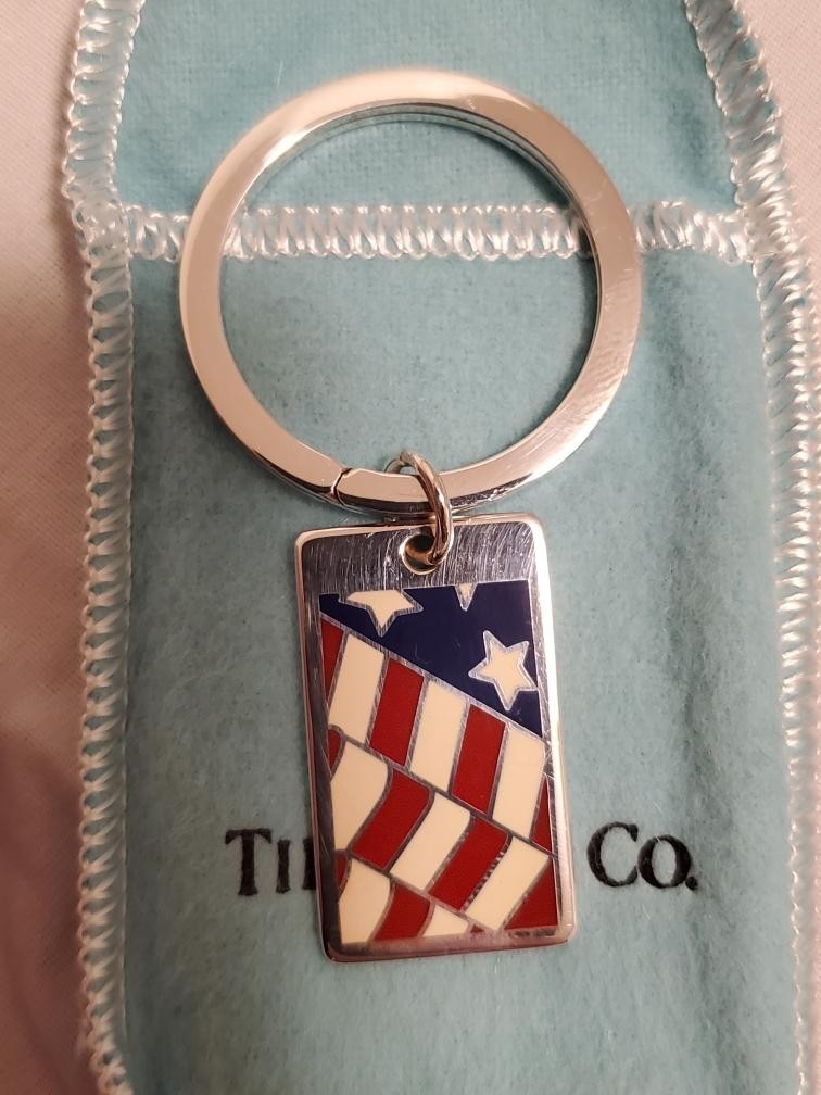 Tiffany & Co. アメリカ国旗キーホルダー Tiffany & Co. Vintage Sterling Silver Enamel American Flag