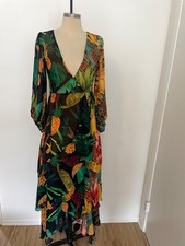 Farm Rio Floral Long Wrap Maxi Dress, Boho Wedding Guest, Size XS