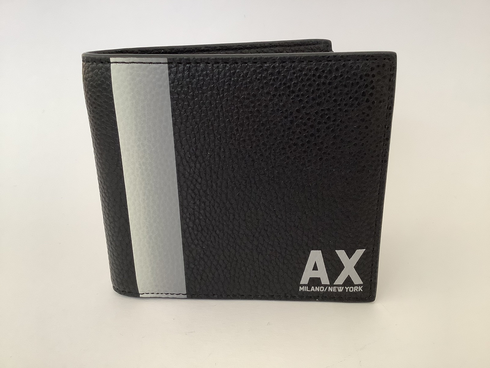 New Armani Exchange ‘Long Island Side Band’ Black Bifold Wallet with Coin Pouch