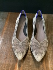 Rothy  s The Point cream Silver Metallic Knit Flats Women  s sz 8 shoes