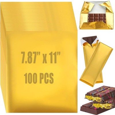 Xurise Chocolate Candy Wrappers, Aluminum Foil Sheets with 7.87*11in, Gold 