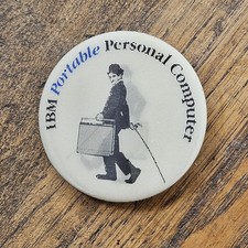 IBM Portable Personal Computer Charlie Chaplin Lenticular 3D Promo Vintage Pin