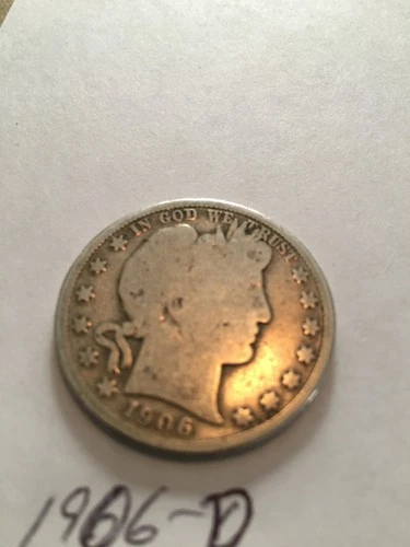 1906 d barber half dollar good
