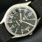 VINTAGE SEIKO 5 AUTOMATIC 7005A JAPAN MENS BLACK COLOR DIAL WATCH a708502-1
