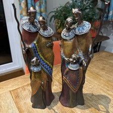African Tribal Family Figure Pair. Beautiful resin pair of statues, 12” tall 