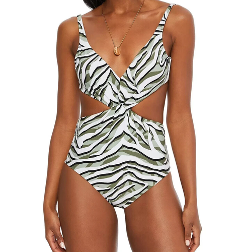 Bar III SUMMER SAGE Hypno Beach Chic Twist-Front One-Piece Swimsuit Sz Small NWT