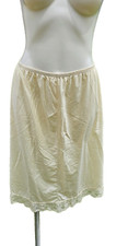 Vintage Vanity Fair Antron Nylon Striped Shiny Half Slip Ivory Lace Large