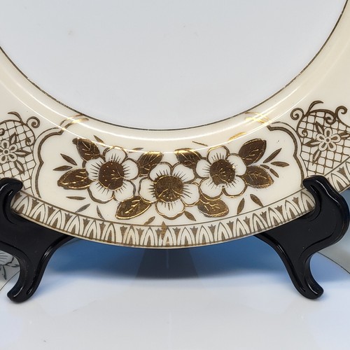 Chikaramachi Japan Gold Flowers Cream and White Salad Plates 7.5" Set of 4 - Picture 3 of 9