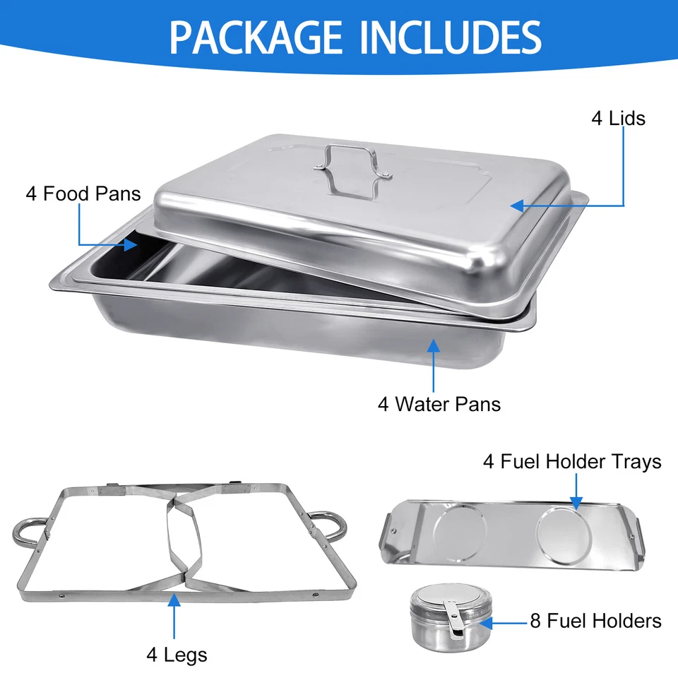 4x Chafing Dish Starter Set Warmhaltebehälter Speisewärmer Edelstahl 1x 1/1 GN - Bild 3 von 4
