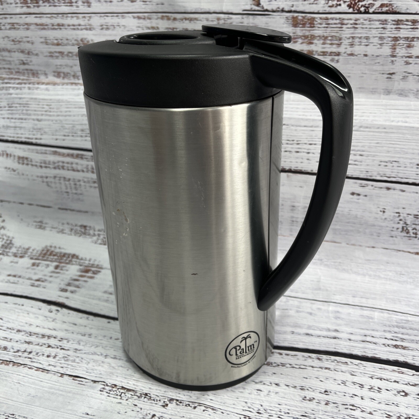 Palm Restaurant Stainless Steel Coffee Thermal Carafe Decanter 10” Tall