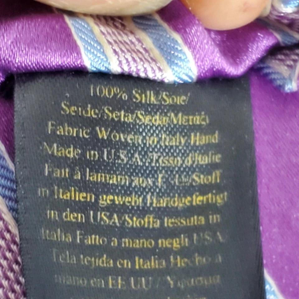 Lote de 3 corbatas de diseñador de seda Brooks Brothers para hombre púrpura verde rayas oveja Foto 3 de 4