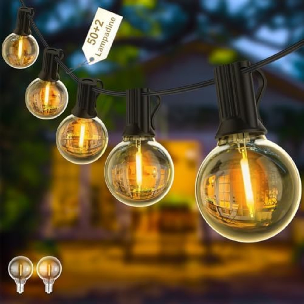 Yuusei Catena Luminosa Esterno 30M LED 50+2 G40 per Giardino e Feste