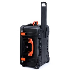Black  Orange Pelican 1620 case. Empty. With wheels. New Push button latches