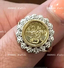 2.00 CT Lab-Created Diamond Chinese Panda Bear Coin Ring 14K Yellow Gold Plated