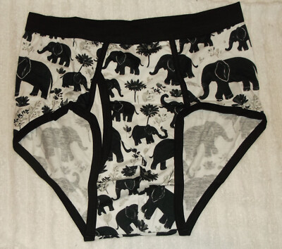 Men's Elephant Pattern Adult Briefs Underwear - Black Waistband  S, M, L, XL