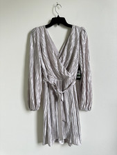 GUESS Women's Ivory Tie Lined V-back Shirred Sleeve Short Dress 4 $178